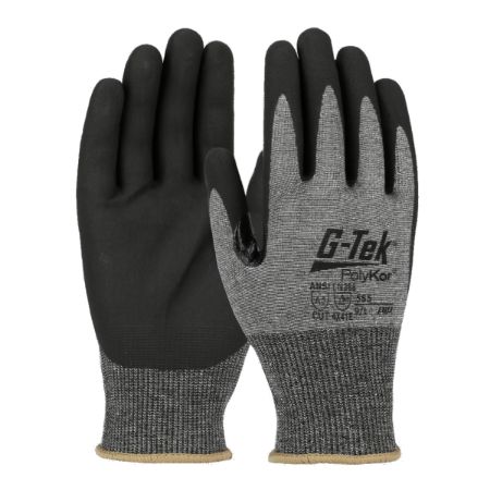 Picture of ANSI CUT 5 RATED G-Tek® PolyKor® Seamless Knit PolyKor® Blended Glove with Nitrile Coated Foam Grip on Palm & Fingers - Touchscreen Compatible, PER DOZEN, CHOOSE SIZE