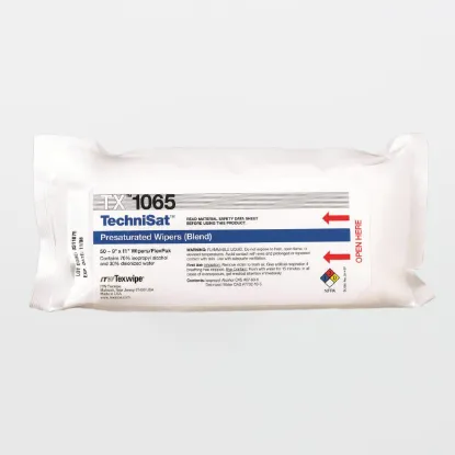 Picture of Texwipe TX1065 TechniSat 9" x 11" Cellulose/Polyester Cleanroom Wiper Pre-Wetted 70% IPA, (20/bg/case), PER CASE