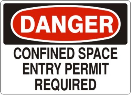 Picture of CONFINED SPACE ENTRY PERMIT REQUIRED – DANGER SIGN, 10" X 14", vInyl press-on, PER EACH